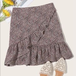 Leopard Print Wrap Skirt
